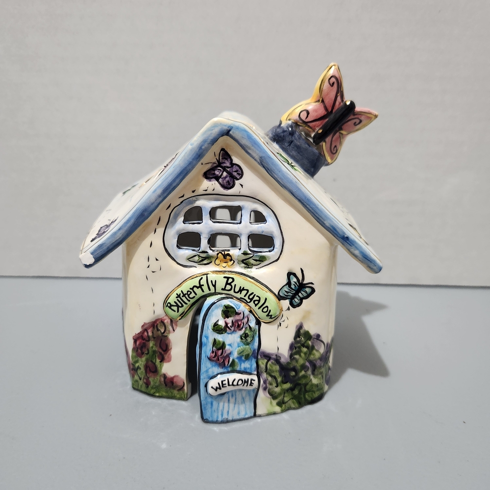 Blue Sky Ceramic Butterfly Bungalow - Blue and Cream